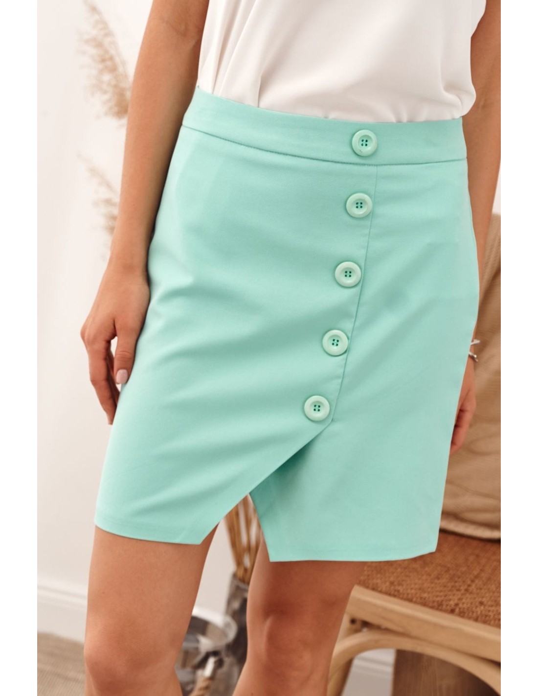 Mini skirt with decorative pistachio buttons MP80272 - Online store - Boutique